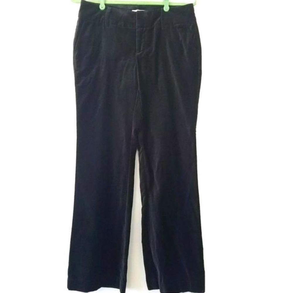 Gap Black Velvet Bootcut Pants Flat Front Low Rise Preppy Office‎ Work 4